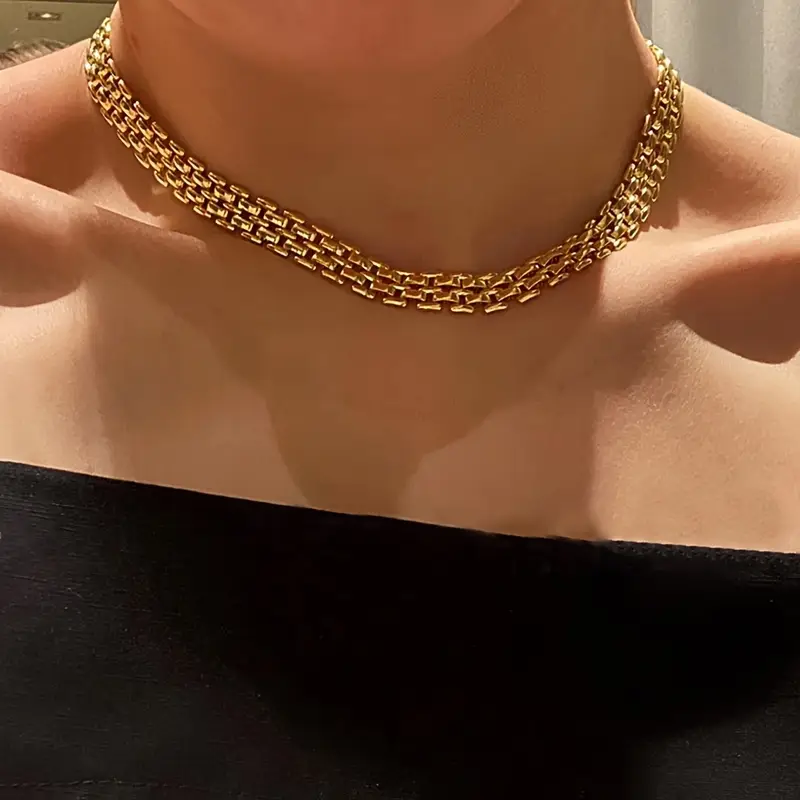 Nooxian Golden-Tone Stainless Steel Chunky Chain Necklace - Image 4