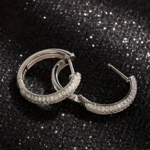 Sterling Silver /Gold Moissanite Hoop Earrings