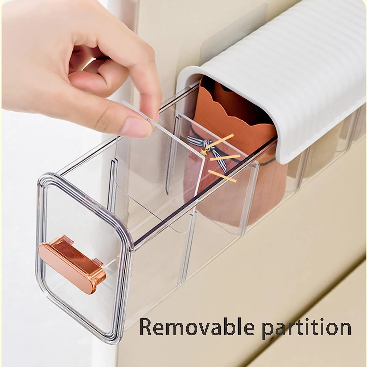 6 Cell Wall Mounted Transparent Storage Box and Drawer Organizer - Image 4
