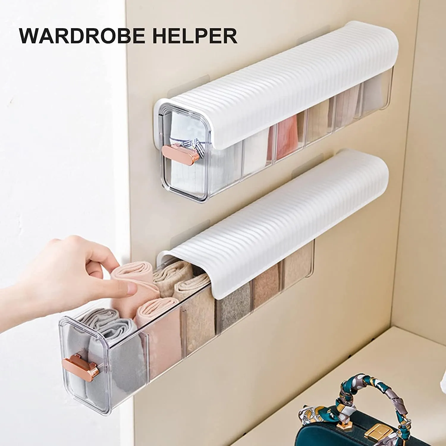 6 Cell Wall Mounted Transparent Storage Box and Drawer Organizer - Image 3