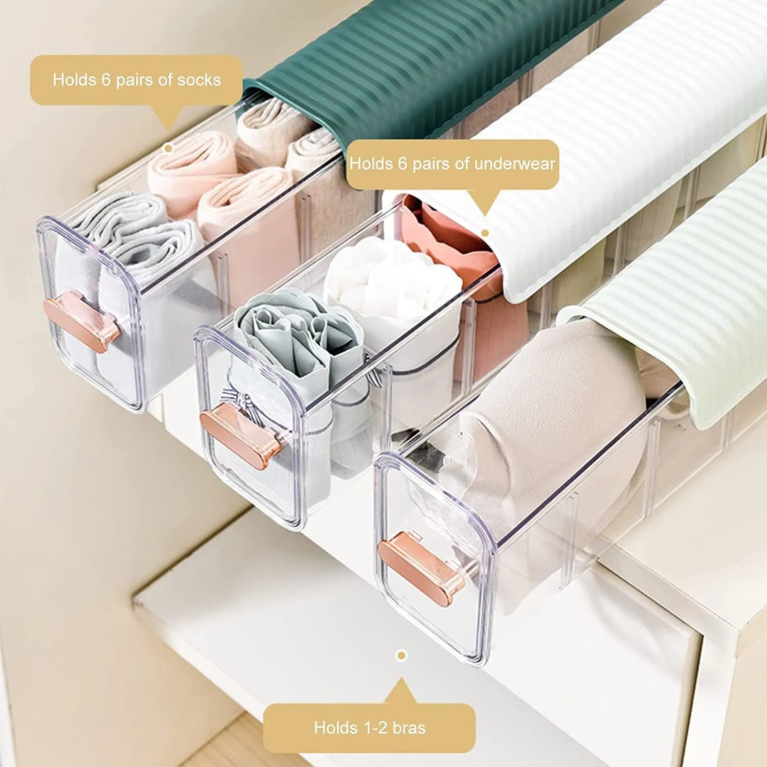 6 Cell Wall Mounted Transparent Storage Box and Drawer Organizer - Image 5
