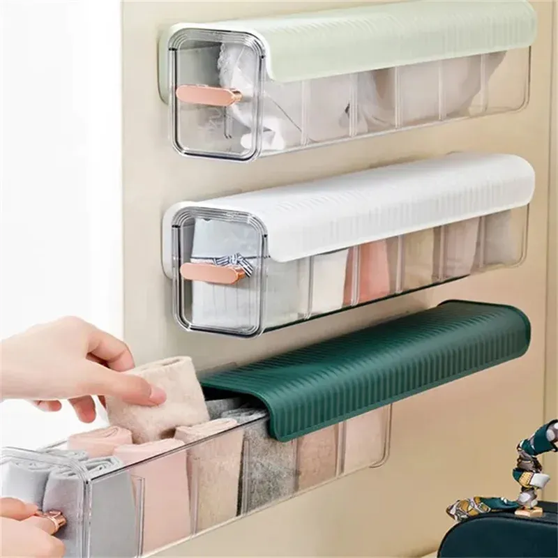 6 Cell Wall Mounted Transparent Storage Box and Drawer Organizer - Image 2