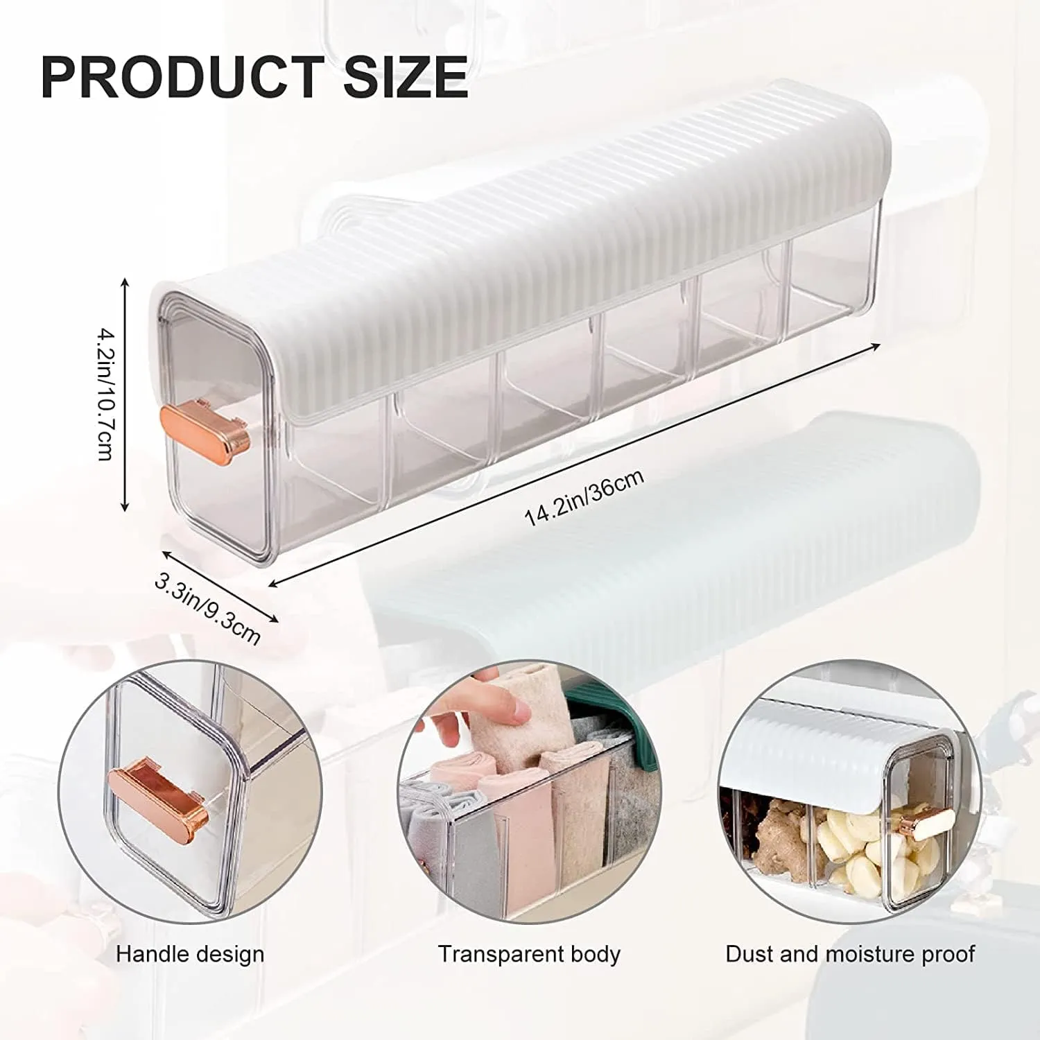 6 Cell Wall Mounted Transparent Storage Box and Drawer Organizer - Image 7