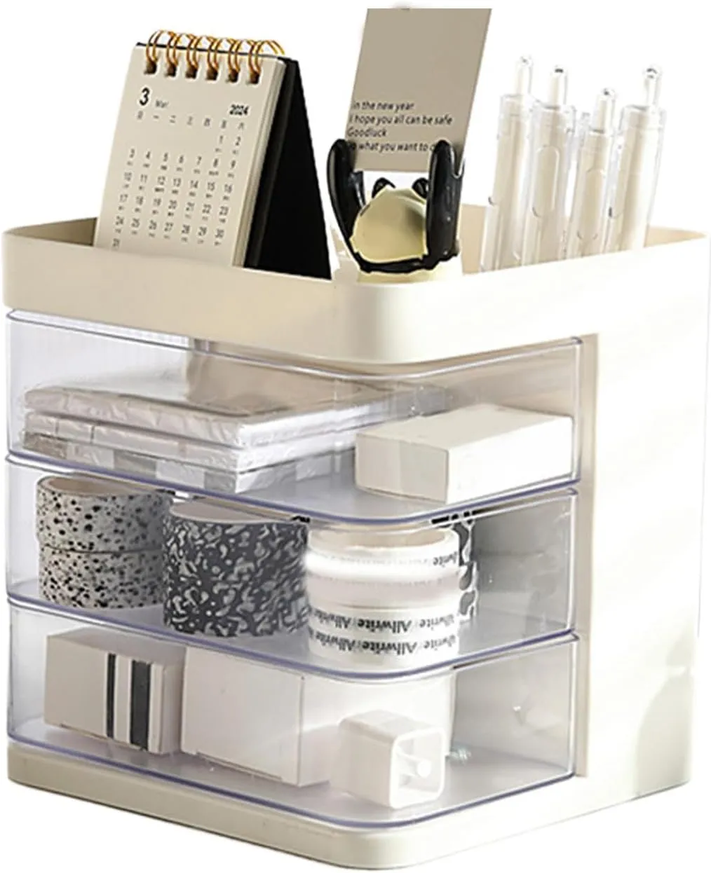 Multilayer Rotating Desktop Cosmetic and Stationery Storage Organizer - Image 2
